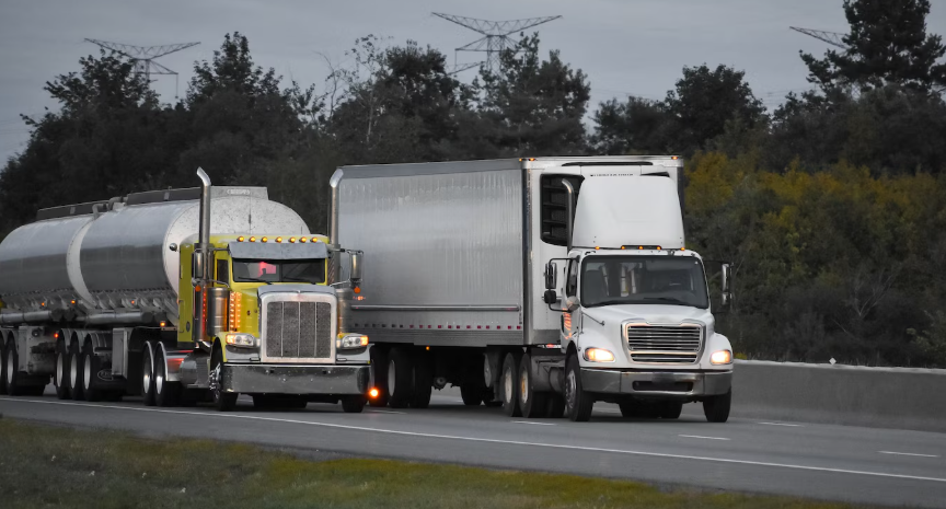 trucks on road